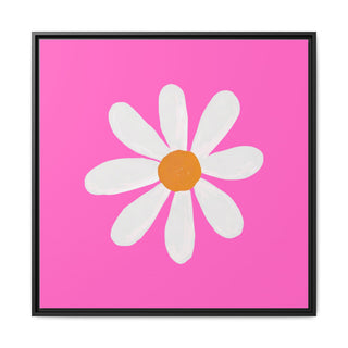 Daisy Pop Framed Canvas Art – Pink Floral Wall Decor