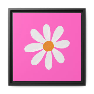 Daisy Pop Framed Canvas Art – Pink Floral Wall Decor