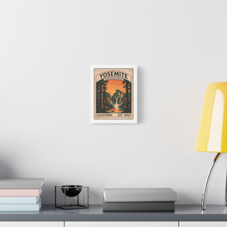 Yosemite National Park canvas wall art hanging in a bright living room