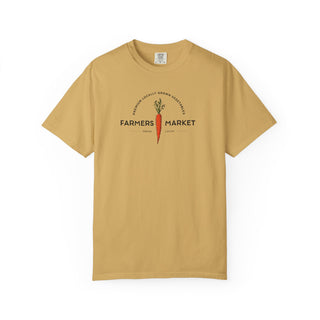 Mustard yellow farmers market carrot tee — cottagecore organic cotton