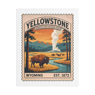 Yellowstone vintage stamp canvas print