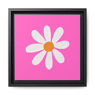 Daisy Pop Framed Canvas Art – Pink Floral Wall Decor