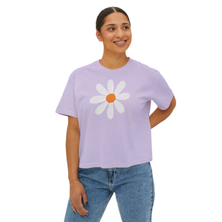 Artisan Grove Daisy Boxy Tee | Cropped Floral Graphic T-Shirt