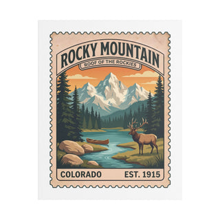 Rocky Mountain National Park vintage stamp canvas print – front view