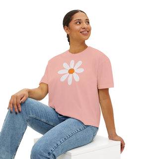 Daisy Graphic Boxy Tee — Cute Floral Cropped Women's T-Shirt