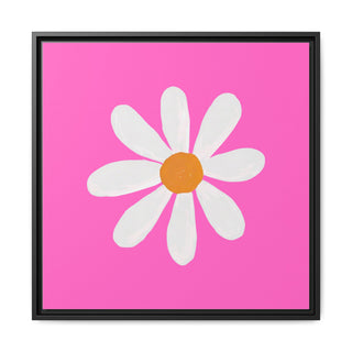 Daisy Pop Framed Canvas Art – Pink Floral Wall Decor