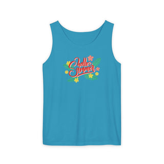 Summer Graphic Tank Top — "Hello Summer" Tropical Fruit Design