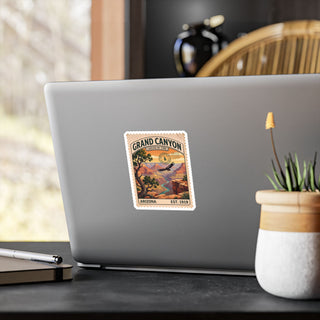 Grand Canyon National Park vintage stamp sticker with red canyon walls, the Colorado River and a condor – view 8
