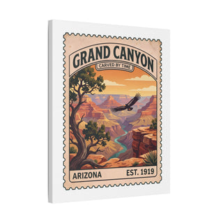 Grand Canyon vintage stamp canvas print – angled view