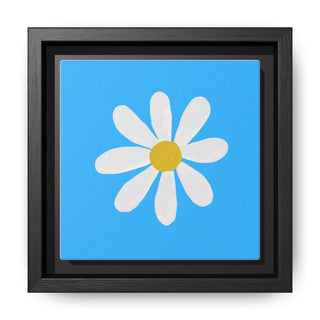 Framed Daisy Canvas Wall Art — Minimal Blue Floral Print