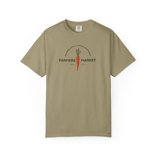Sage green farmers market carrot organic cotton tee — nature-inspired clothing