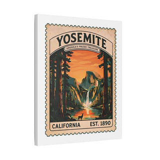 Yosemite vintage stamp canvas print – angled view