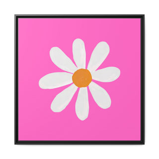 Daisy Pop Framed Canvas Art – Pink Floral Wall Decor