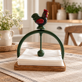 Iron Rooster Napkin Holder