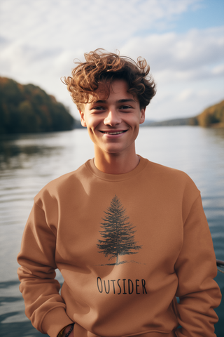 Outsider Tree Crewneck Sweatshirt — Minimal Nature Graphic