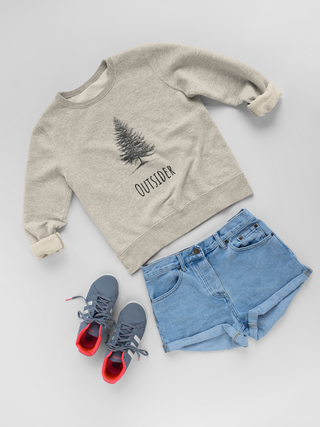 Outsider Tree Crewneck Sweatshirt — Minimal Nature Graphic Pullover