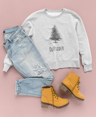 Outsider Tree Crewneck Sweatshirt — Minimal Nature Graphic Pullover