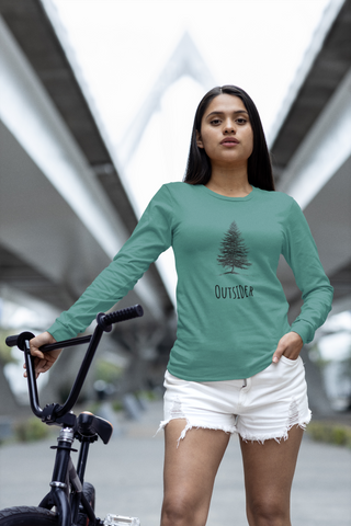 Outsider Tree Long Sleeve Tee — Minimal Nature Graphic T-Shirt