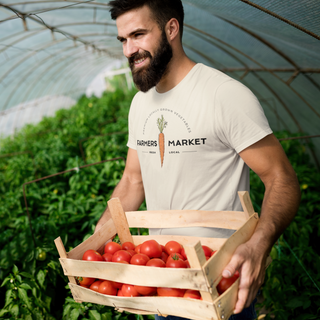 Man carrying crate of tomatoes-Ivory farmers market graphic tee — Artisan Grove