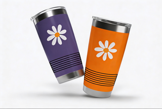 20oz Floral Daisy Insulated Tumbler – Stainless Travel Cup in Color of your choice