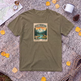 Rocky Mountain National Park T-Shirt – Vintage Stamp Elk Tee