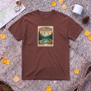 Rocky Mountain National Park T-Shirt – Vintage Stamp Elk Tee