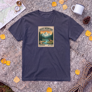 Rocky Mountain National Park T-Shirt – Vintage Stamp Elk Tee