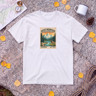 Rocky Mountain National Park T-Shirt – Vintage Stamp Elk Tee