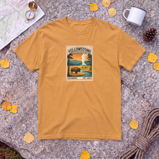 Yellowstone National Park T-Shirt – Vintage Stamp Bison Tee