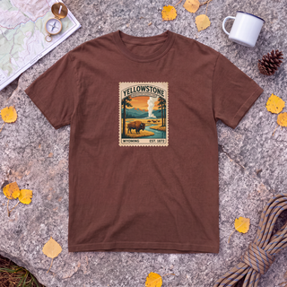 Yellowstone National Park T-Shirt – Vintage Stamp Bison Tee