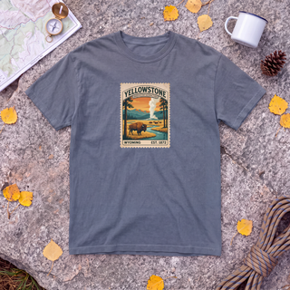 Yellowstone National Park T-Shirt – Vintage Stamp Bison Tee
