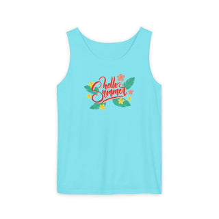 Summer Graphic Tank Top — "Hello Summer" Tropical Fruit Design
