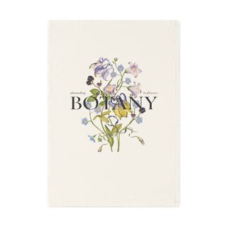Botany Floral Cotton Tea Towel – Vintage Bouquet Kitchen Towel with "Botany" Typography