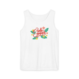 Summer Graphic Tank Top — "Hello Summer" Tropical Fruit Design