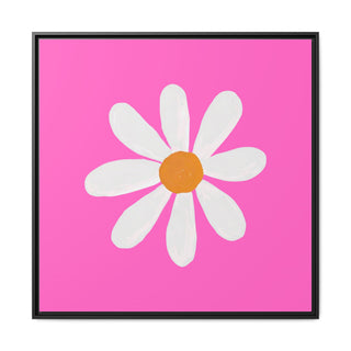 Daisy Pop Framed Canvas Art – Pink Floral Wall Decor