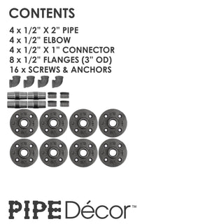 Double-Flange Pipe Shelf Brackets, 4 Pack (1/2 in. x 3.75 in.)