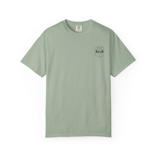 Live, Paddle & Explore T‑Shirt –Garment-Dyed Cotton Tee with Vintage Canoe & Lakeside Graphic - Artisan Grove