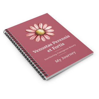 Resilient Daisy My Journey 6 x 8 ruled spiral notebook in rose, detail view