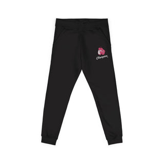 Flat lay of the Black Breast Cancer Champion embroidered jogger sweatpants