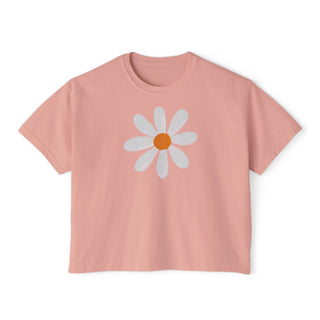 Daisy Graphic Boxy Tee — Cute Floral Cropped Women's T-Shirt