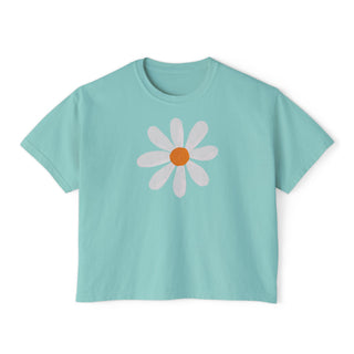 Daisy Graphic Boxy Tee — Cute Floral Cropped Women's T-Shirt