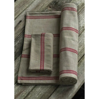 Red striped cotton table runner and napkin set – Artisan Grove