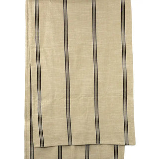 Black and beige striped cotton table runner laid flat – Artisan Grove