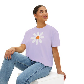 Daisy Graphic Boxy Tee — Cute Floral Cropped Women's T-Shirt
