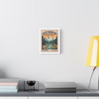 Rocky Mountain National Park canvas wall art hanging in a bright living room