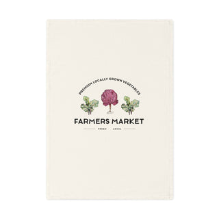 Farmers Market Cotton Tea Towel — Vintage Vegetable Market Kitchen Linen