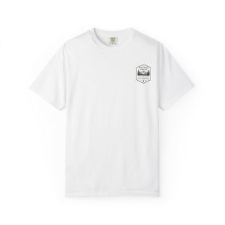 Live, Paddle & Explore T‑Shirt –Garment-Dyed Cotton Tee with Vintage Canoe & Lakeside Graphic - Artisan Grove