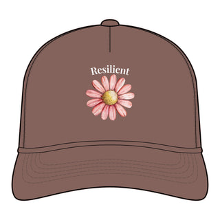 Chocolate Resilient Daisy women's rope cap with pink daisy