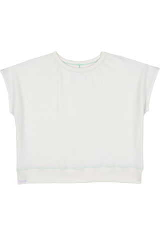 The Bateau Top - Natural with Green Stitching