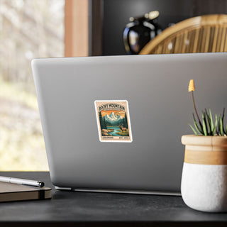 Rocky Mountain National Park vintage stamp sticker with an elk, alpine lake and snowy peaks – view 5